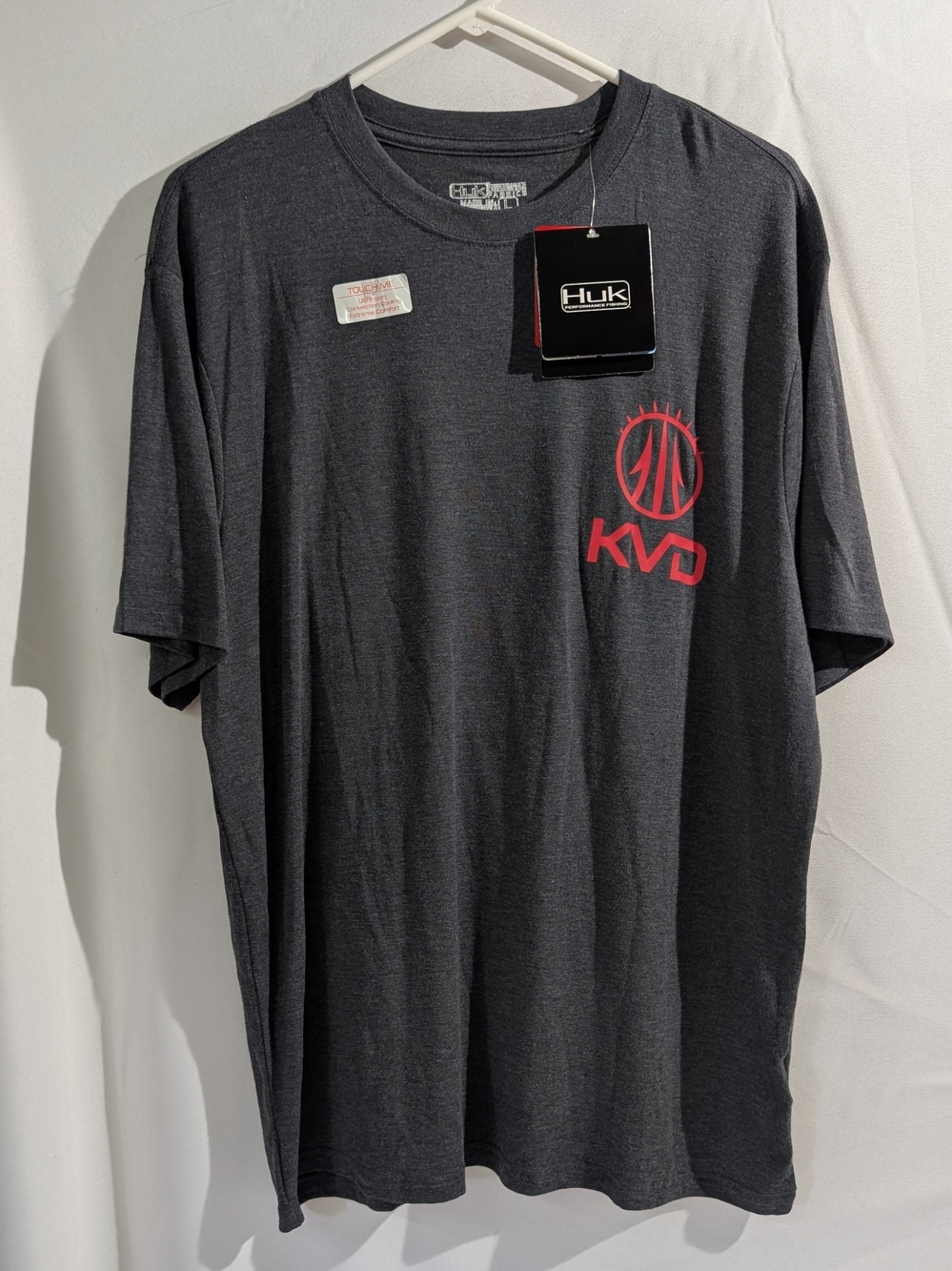 Huk KVD Men's Dark Gray Performance Short-Sleeve  T-Shirt Size Large NWT